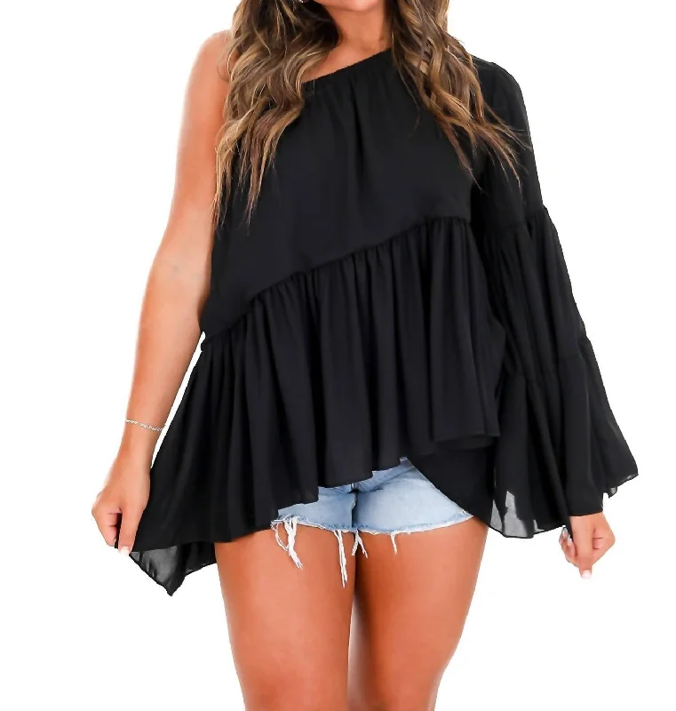 Online Specials Lost On You One Shoulder Top In Black