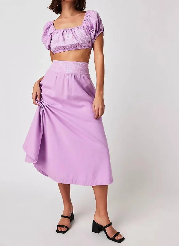 Limited Stock Lotus Crop Top And Skirt Set In Orchid