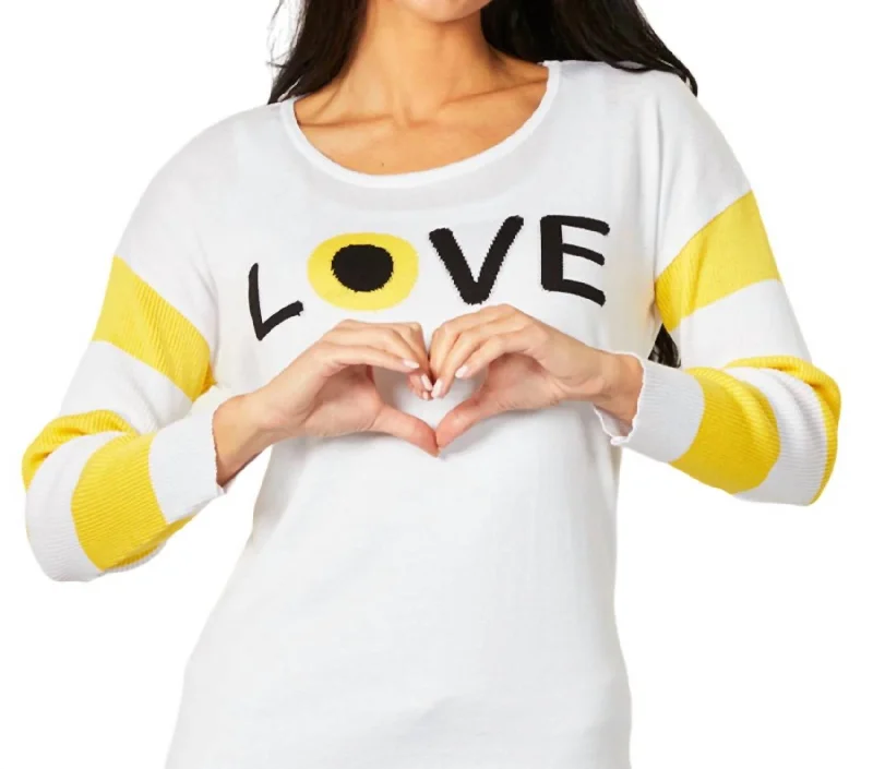 Special Promotion Love Eye Crew Top In White/lemon