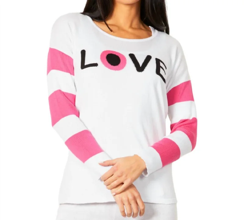 Customer Appreciation Sale Love Eye Crew Top In White/petal
