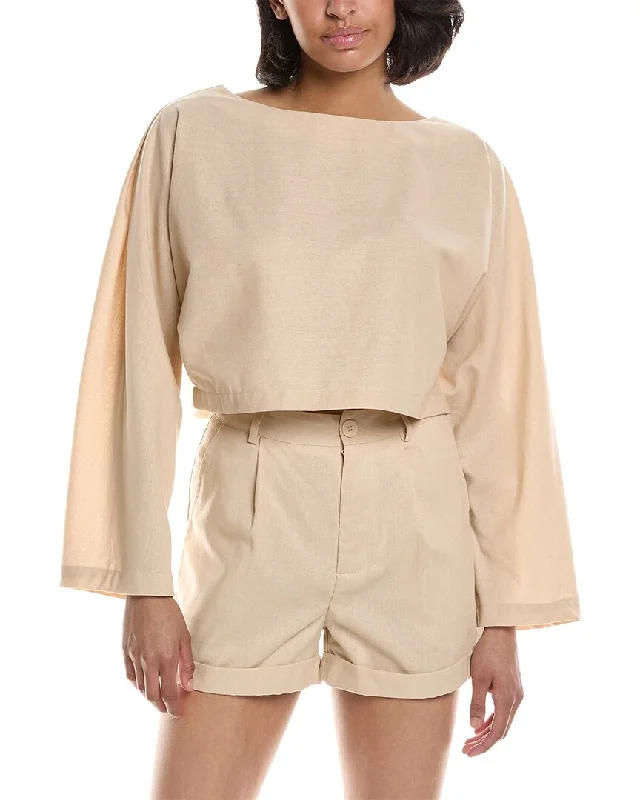 Instant Discount LUXE ALWAYS Linen-Blend Top