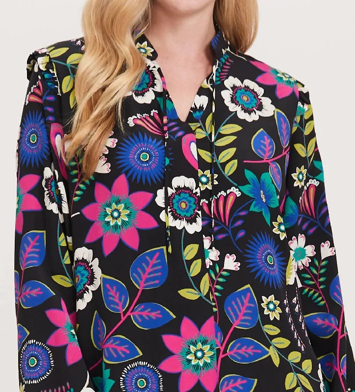 Act Now Maggie Silk Floral Blouse In Multi