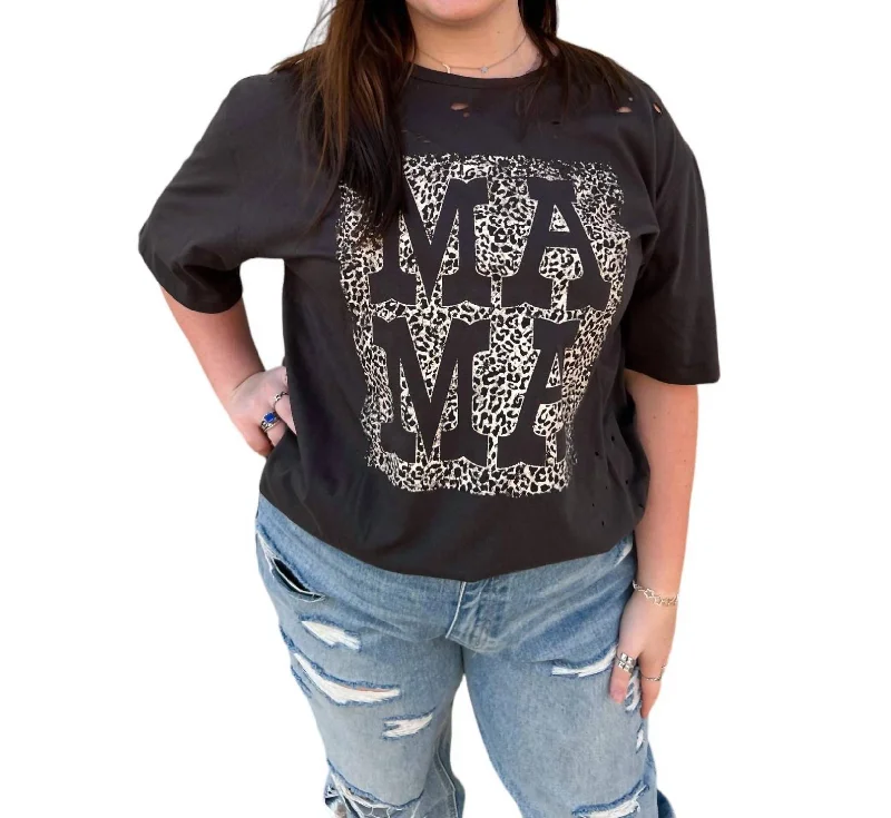Midnight Sale Mama Distressed Rocker Tee Plus In Black