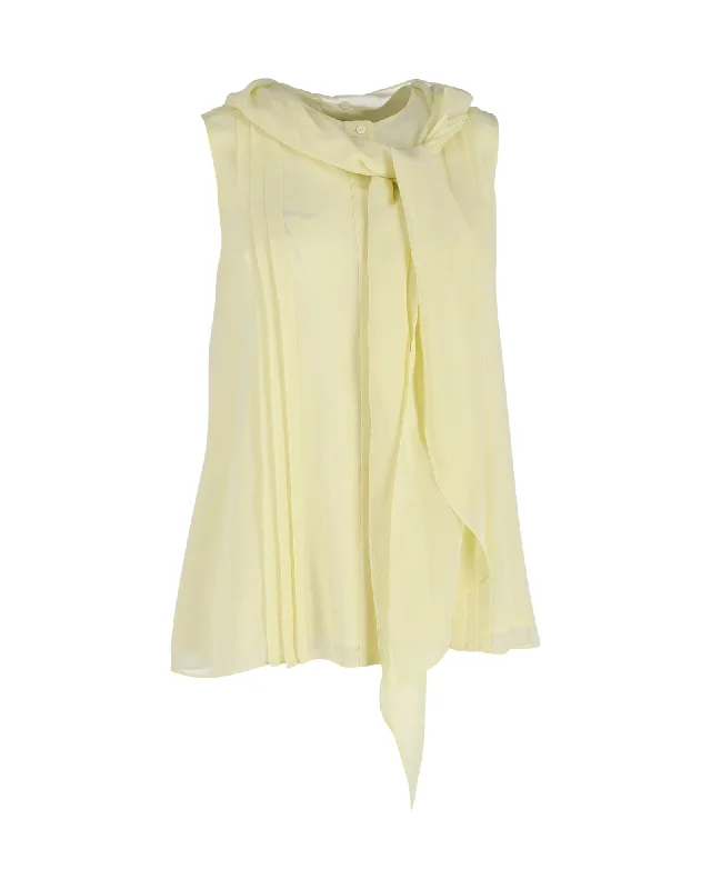 Flash Sale Max Mara Sleeveless Scarf Top in Yellow Silk