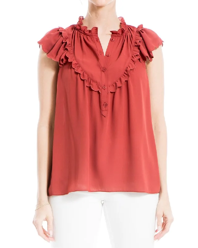 Act Now Max Studio Flutter Sleeve Blouse