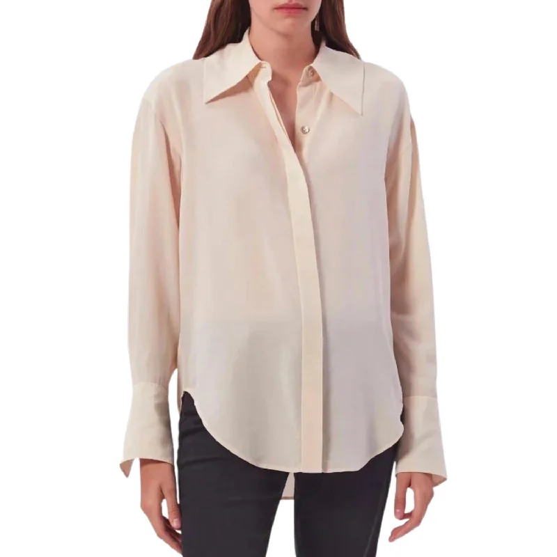 Price Rollback Melinelle Silk Button Down Shirt In Grey Sand