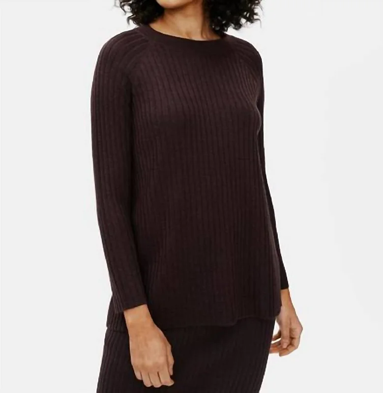 One-DAY Sale Merino Crew Neck Tunic In Brownstone