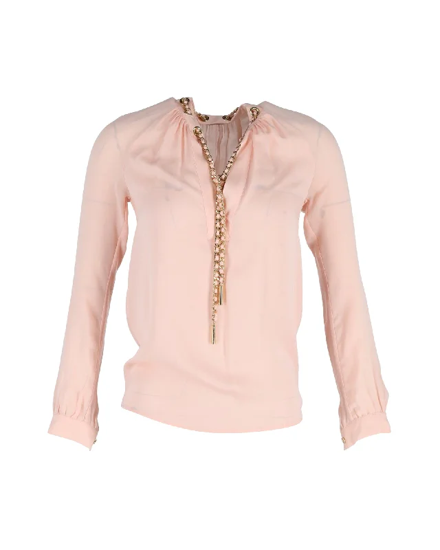 Mega Sale Michael Michael Kors Chain-Linked Blouse in Pink Silk