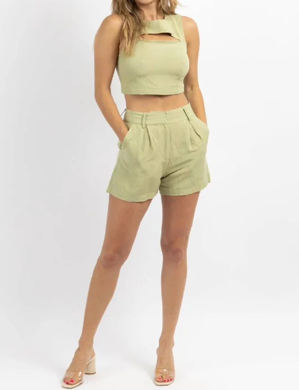 Price Drop Milly Linen Short Set In Sage