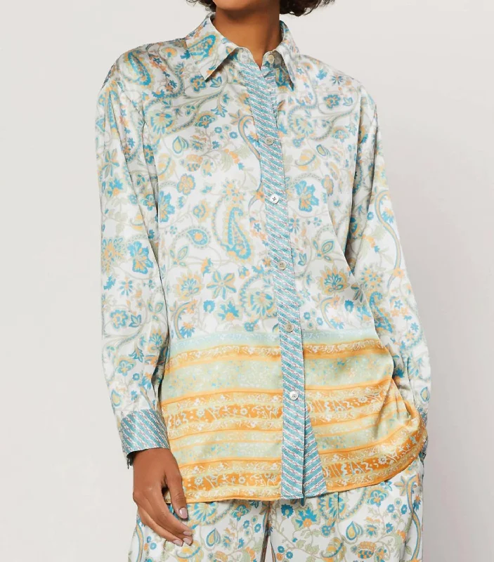 Can't Miss Mixed Pattern Button Up Blouse In Multi