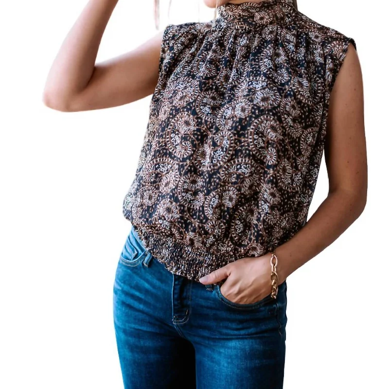 Crazy Deals Mock Neck Sleeveless Tank Top In Amina