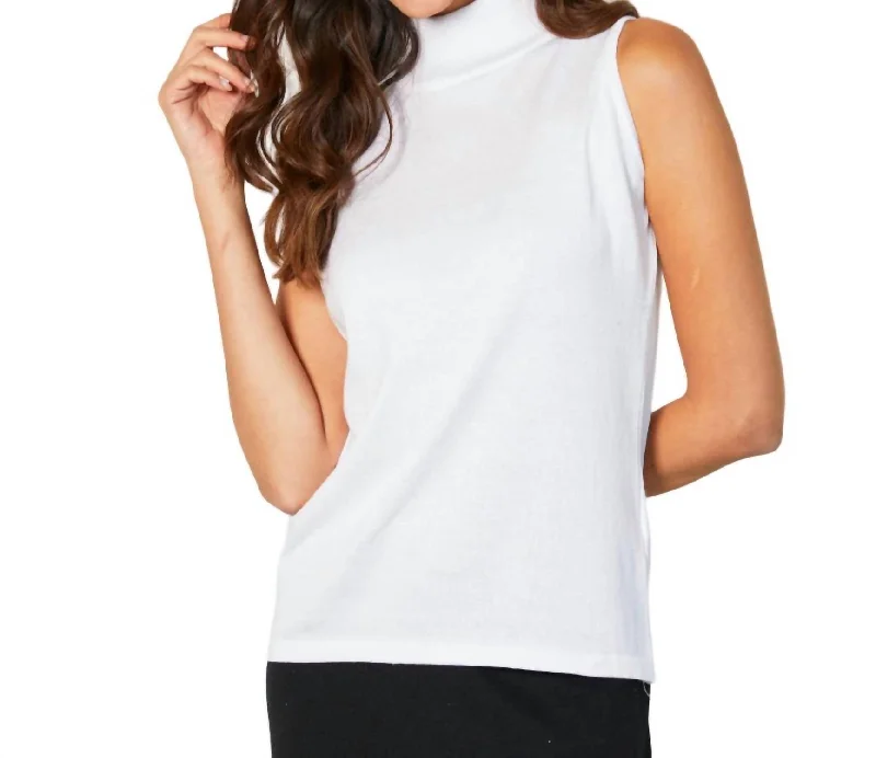 Discount Mania Mock Neck Tank In Chalk