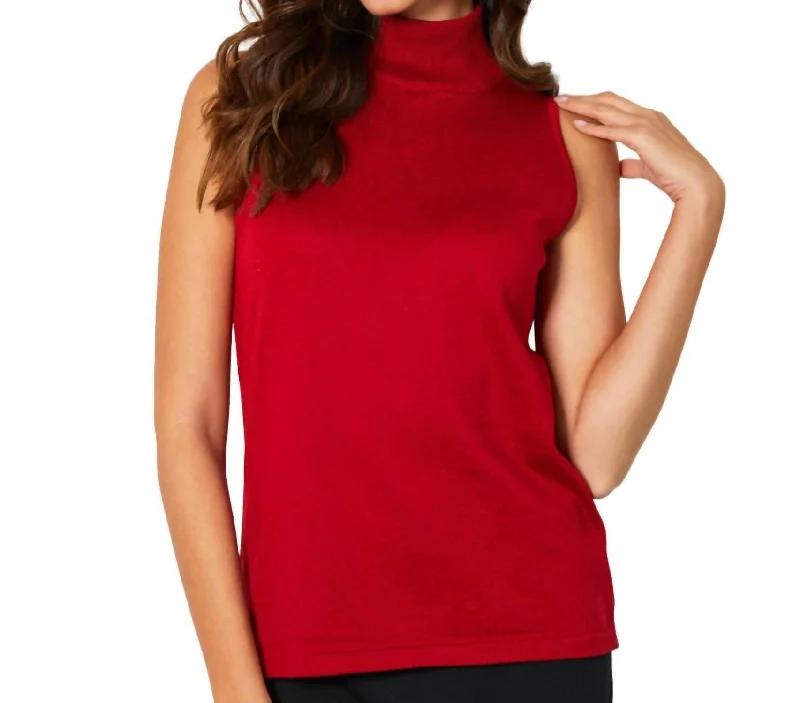 Midnight Madness Mock Neck Tank In Rouge