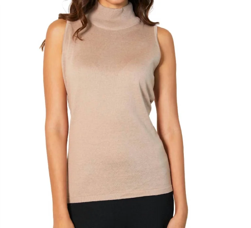 Now or Never Mock Neck Tank In Sand