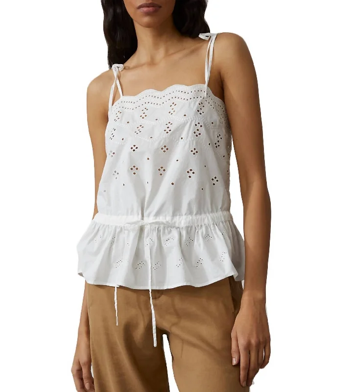 Instant Discount Molly Embroidered Eyelet Tank Top In White