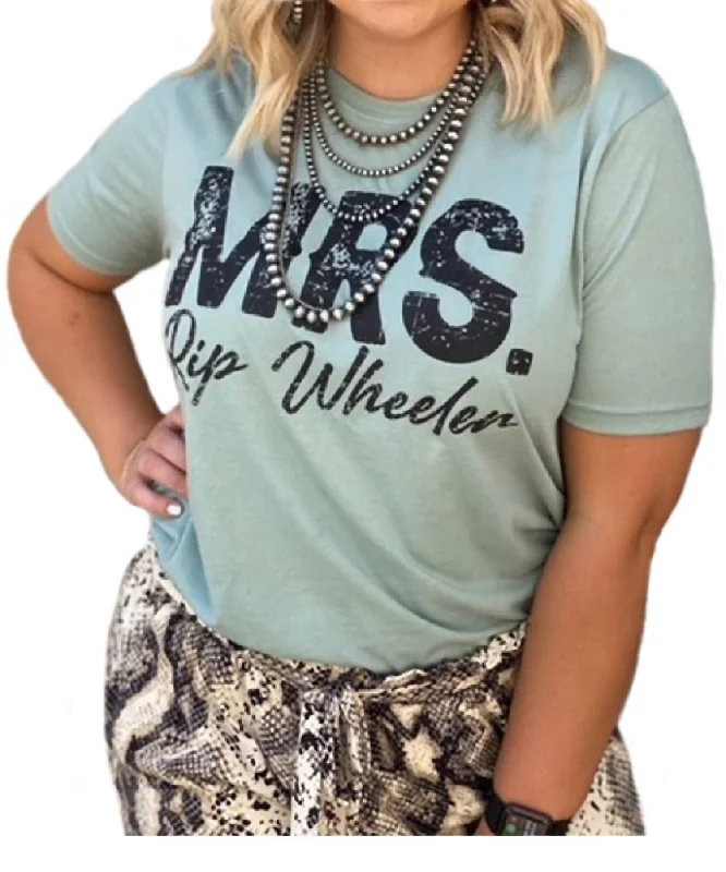 Closeout Mrs. Rip Wheeler Graphic Tee In Stonewash Green