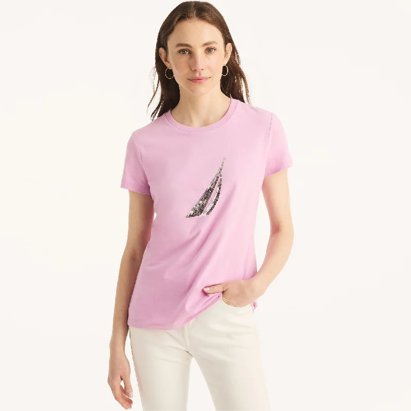 Today's Special Nautica Womens Sustainably Crafted Sequin J-Class Gradient Graphic T-Shirt