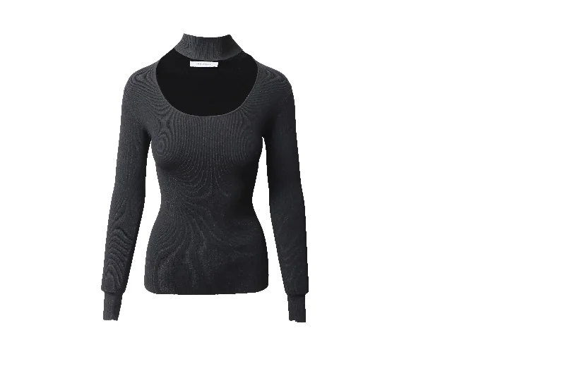 Crazy Savings Ninety Percent Turtleneck Cutout Top in Black Viscose