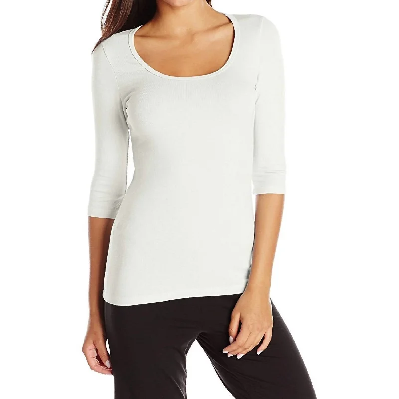 Discount Extravaganza Norah 3/4 Sleeve Rib Tee In Pearl
