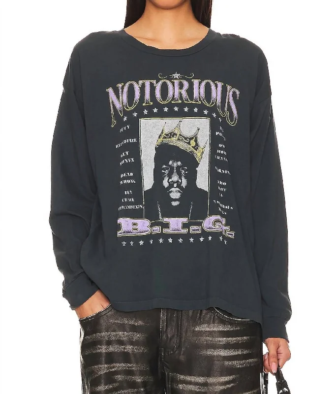 Quick Sale Notorious B.i.g Ls Tee In Vintage Black