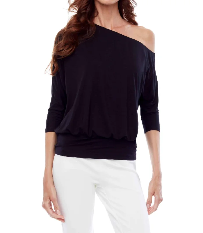 New Markdowns Off The Shoulder 3/4 Sleeve Top In Black