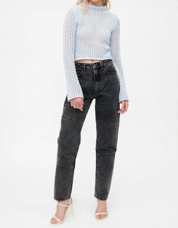Bargain Prices Open Knit Flare Sleeve Top In Blue