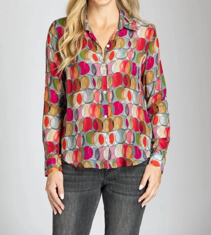 Anniversary Sale Overlapping Circles Print Shirt In Red Multi