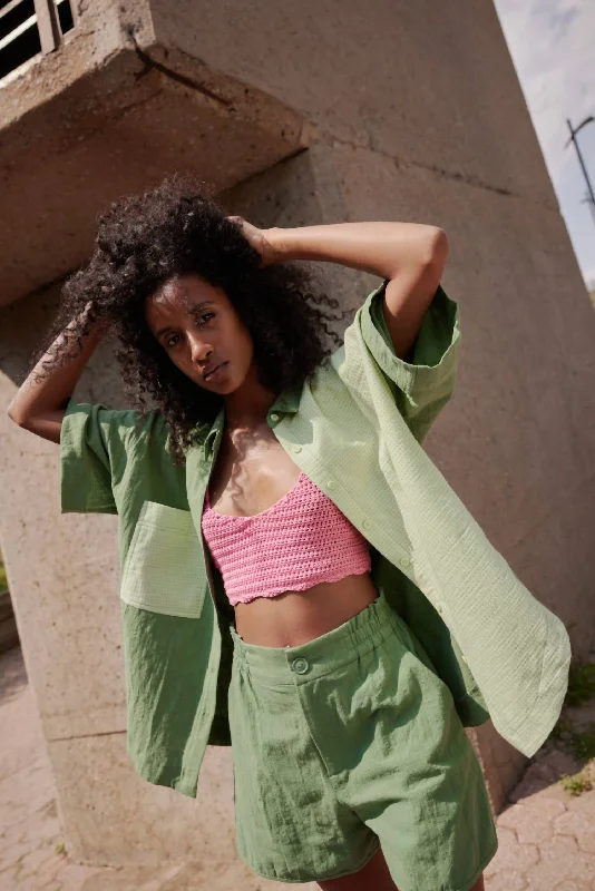 Hurry In Pandore Shirt In Lime/matcha & Aloe