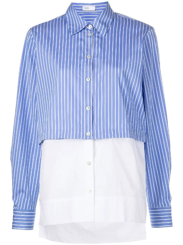 Special Savings Paneled Button Shirt In Blue-White