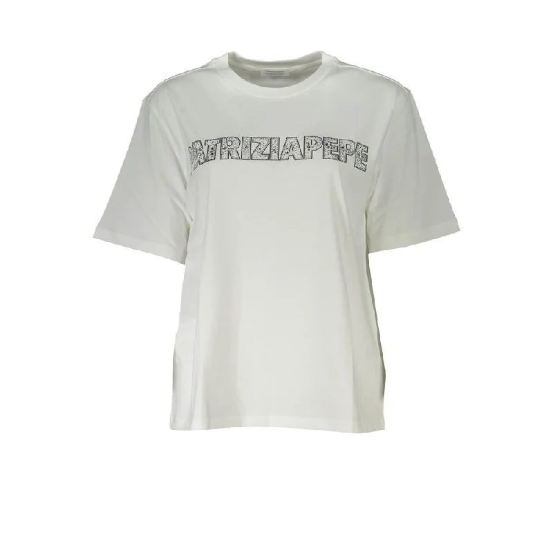 Best Bargains Patrizia Pepe Elegant Short Sleeve Crew Neck T-Shirt with Rhinestone Women's Detail