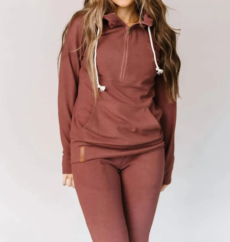 Flash Deals Performance Fleece Half-Zip Sweatshirt In Mahogany
