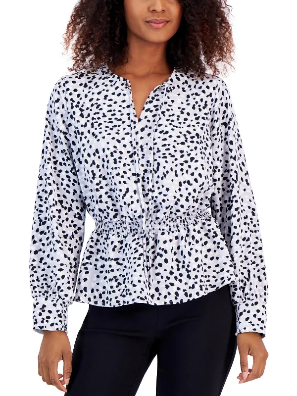 Exclusive Online Offer Petites Womens Peplum Spotted Blouse