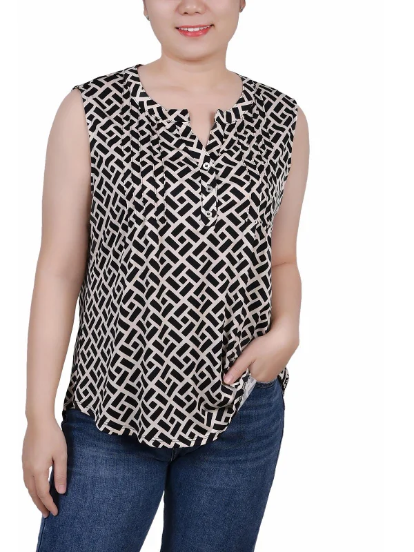 Price Cut Petites Womens Split Neck Abstract Dot Blouse
