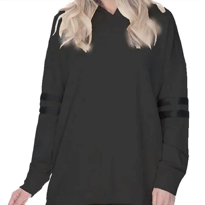 Savings Event Pj Harlow Destiny French Terry Hooded Sweatshirt With Satin Trim In Black