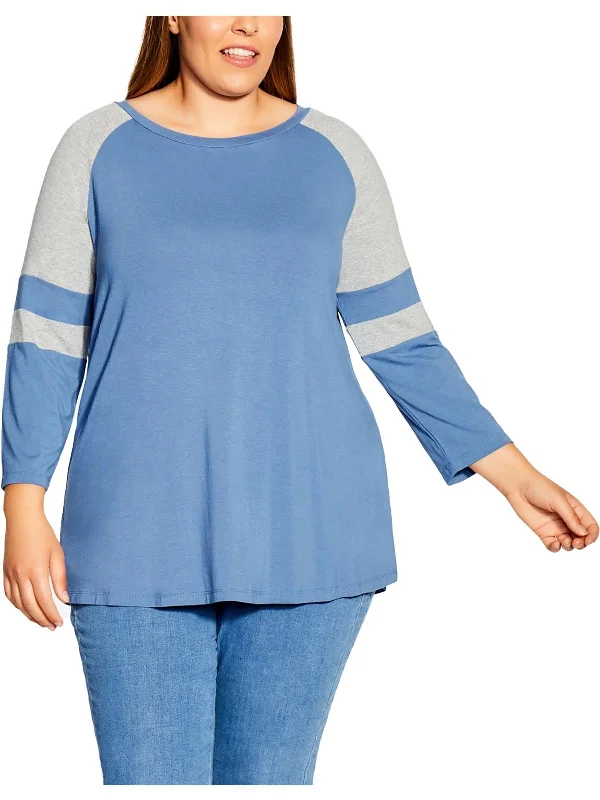Epic Deals Plus Womens Baseball Tee Stripe Sleeves T-Shirt