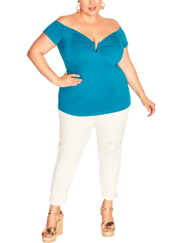 Epic Deals Plus Womens Cap Sleeve Stretch Blouse