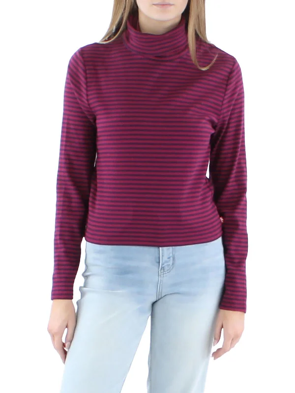 Stock Up and Save Plus Womens Cotton Striped Turtleneck Top