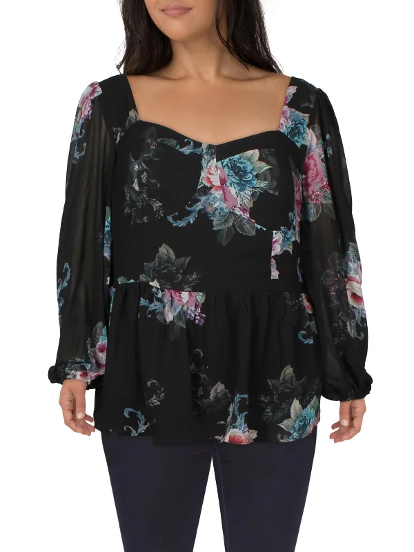 Exclusive Access Plus Womens Floral Print Polyester Blouse