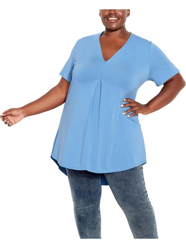 Value Deals Plus Womens Hi-Low Pleated Pullover Top