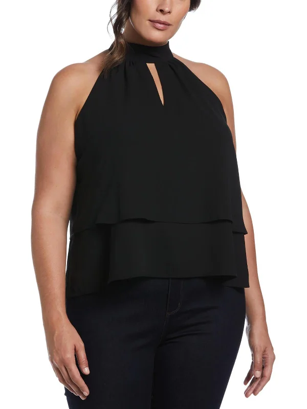 Price Drop Plus Womens Keyhole Sleeveless Blouse