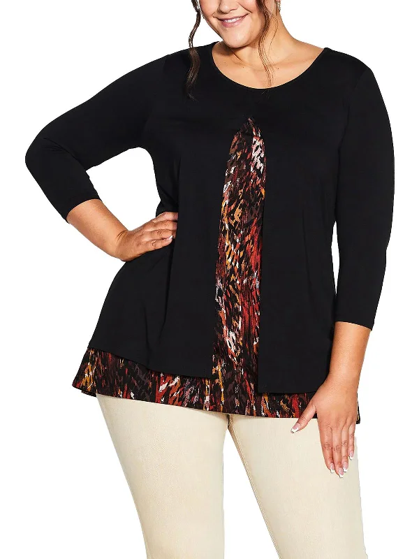 Final Clearance Plus Womens Layered Printed Tunic Top