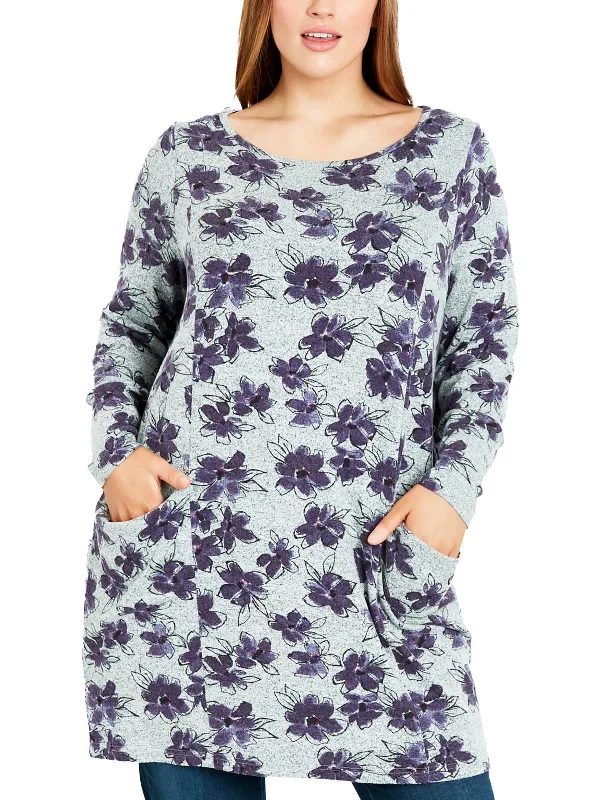While Supplies Last Plus Womens Printed Pockets Tunic Top