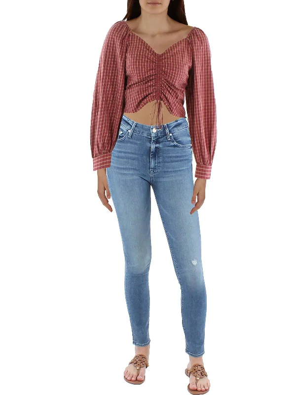 Today’s Special Plus Womens Ruched 100% Cotton Cropped