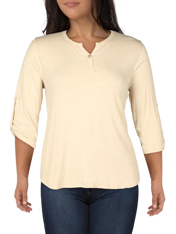 Mega Sale Plus Womens Slub Knit Blouse