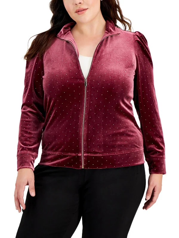 Hot Deal Plus Womens Velour Embellished Sweatshirt