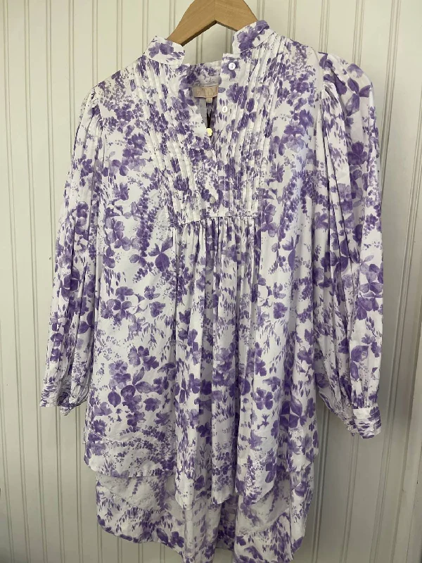 Online Specials Poplin Blouse In Lilac Flowers