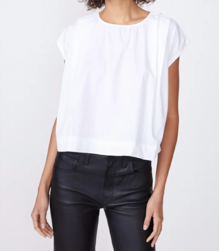 Online Only Poplin Swing Top In White