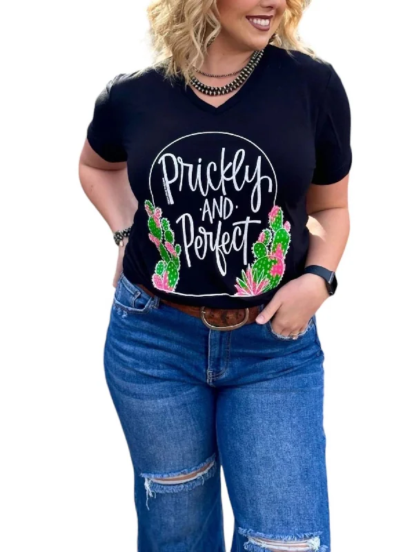 Don't Wait Prickly & Perfect Cactus Tee In Black