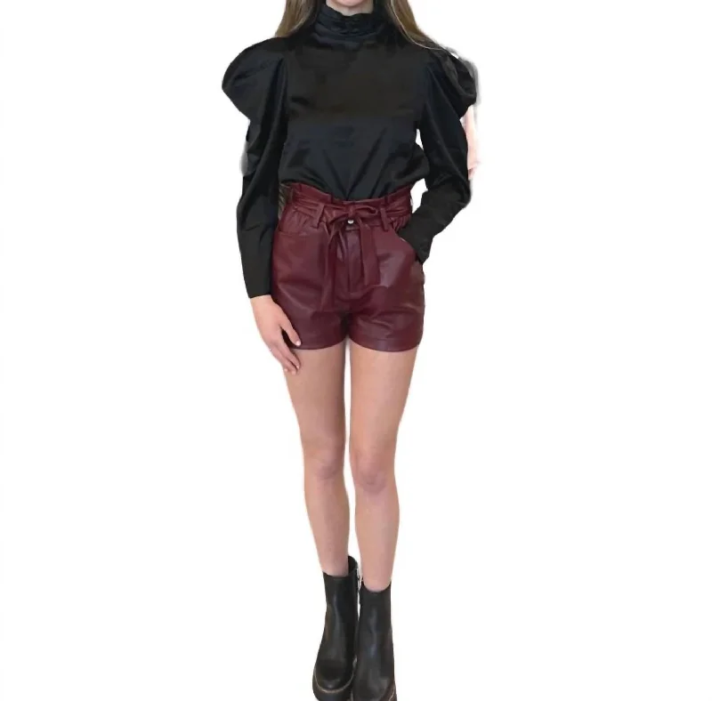 Price Buster Puff Shoulder Long Sleeve Top In Black
