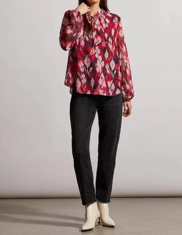 While Supplies Last Puffy Sleeve Blouse In Red Plum